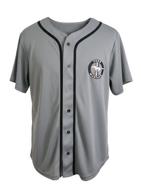 Ford Grey and Black Baseball Jersey with Mustang Logo